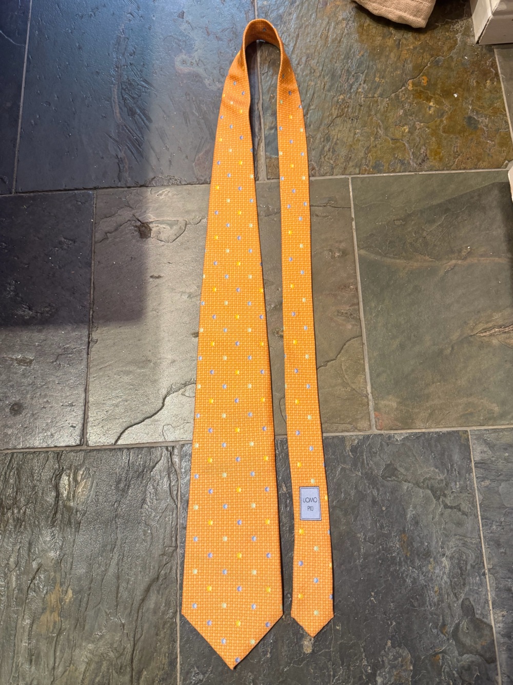Orange Polka Dot Neck Tie 100% silk